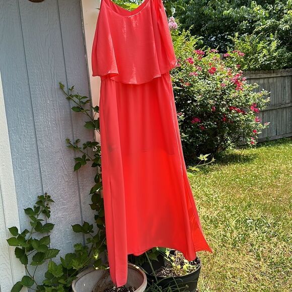 🦋Mossimo Coral sundress sleeveless Maxi dress. With side slit size M NWT - Picture 6 of 13